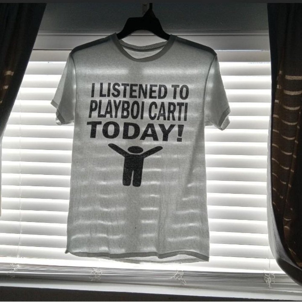 White “I listened to playboi carti today”shirt